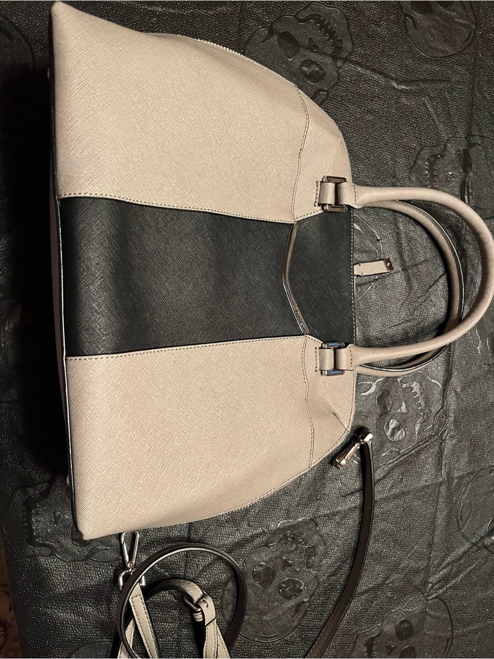 Calvin Klein Two-Tone Beige and Black Tote